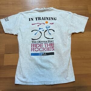 Vintage 1994 Colorado Bicycle Tour Ride the Rockies Denver Post Gray Shirt Sz L